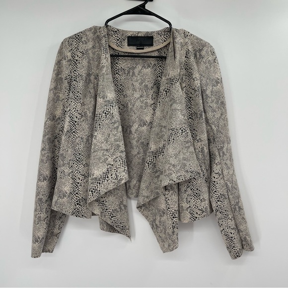 Blank NYC Snake Print Faux Suede Drape Front Jacket Cardigan - Picture 2 of 9